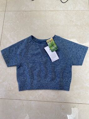 NWTags Buff Bunny Seamless Recharge Crop Top Short Sleeves Heathered Blue